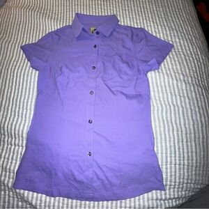 Old Mill Women's Size Small Short Sleeve Rip-Stop Button-Up Shirt‎ Purple NWT